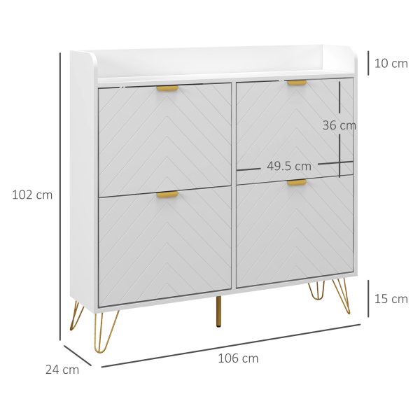 HOMCOM Narrow Shoe Storage Cabinet with 4 Flip Drawers for 16 Pairs of Shoes - Image 3
