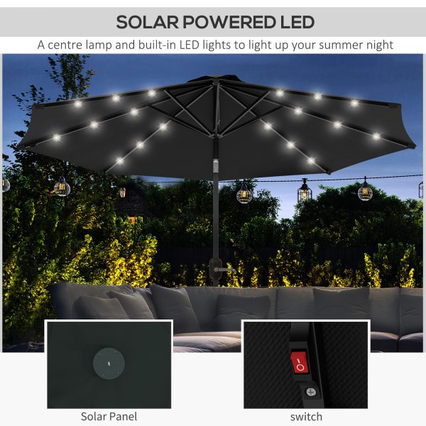 Outsunny 24 LED Solar Powered Parasol Umbrella Garden Tilt Outdoor String Light - Image 3