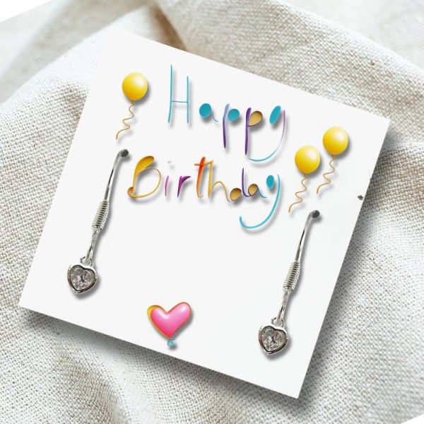 Small Happy Birthday Gift Hamper - Cubic Zirconia Heart Drop Earrings, Chocolates & Candle - Image 2