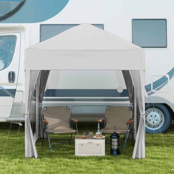 2mx2m Pop Up Gazebo Party Tent Canopy Marquee with Storage Bag White - Image 8