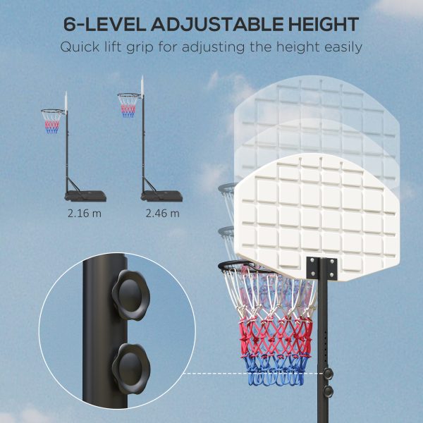 SPORTNOW Adjustable Basketball Stand Net Set System with Wheels, 179-209cm - Image 4
