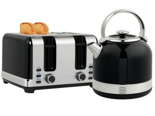 HOMCOM 1.7L 3000W Fast Boil Electric Kettle and 4 Slice Toaster Set, Black