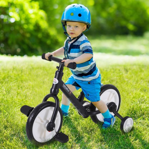 Kids Balance Training Bike Toy w/ Stabilizers For Child 2-5 Years Black - Image 2