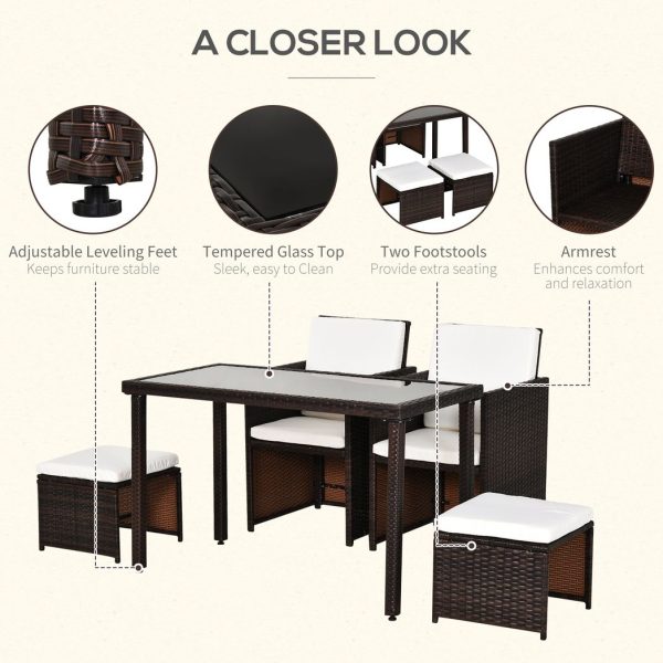 5 P? Rattan Set-Brown/Creamy White - Image 6