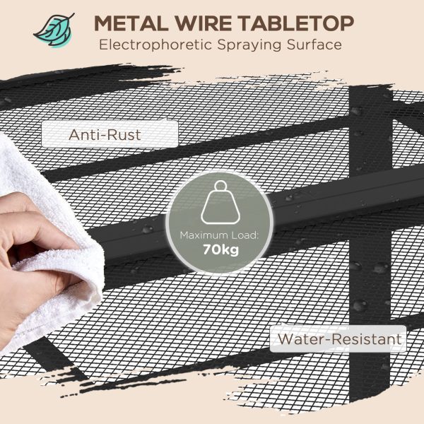 Outsunny Garden Table with Metal Wire Top and Steel Frame, for Patio, Balcony - Image 3
