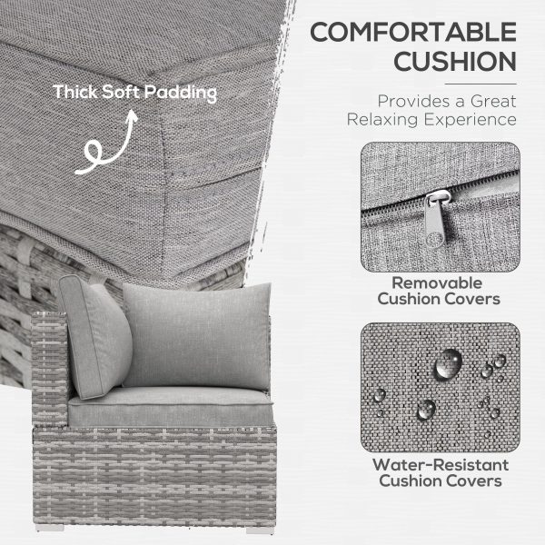 Rattan Corner Sofa Garden Rattan Furniture Single Sofa Chair Light Grey - Image 4