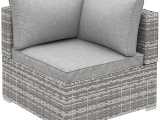 Rattan Corner Sofa Garden Rattan Furniture Single Sofa Chair Light Grey