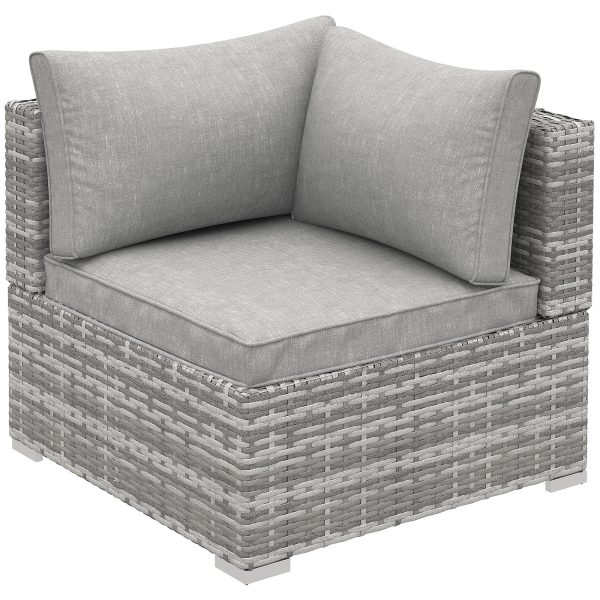 Rattan Corner Sofa Garden Rattan Furniture Single Sofa Chair Light Grey