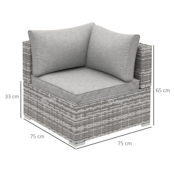 Rattan Corner Sofa Garden Rattan Furniture Single Sofa Chair Light Grey - Image 5