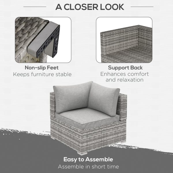Rattan Corner Sofa Garden Rattan Furniture Single Sofa Chair Light Grey - Image 6