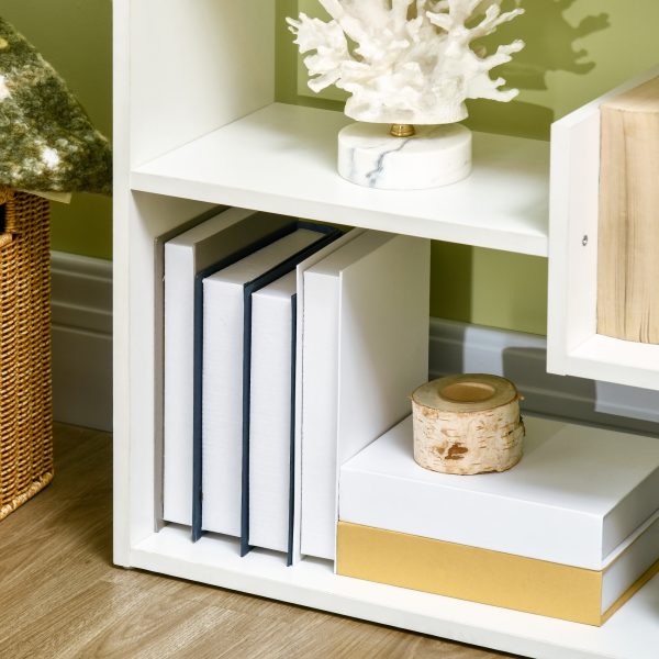 HOMCOM 6-Tier Bookshelf Freestanding Decorative Storage Shelves for Home White - Image 7