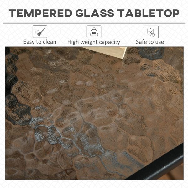 Square Patio Table, Tempered Glass Top Garden Dining Table 76 x 76cm Outsunny - Image 4