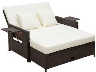 Rattan 2-Seater Day Bed-Brown
