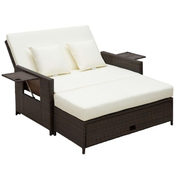 Rattan 2-Seater Day Bed-Brown