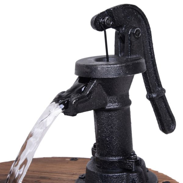 Outsunny Wood Barrel Pump Garden Fountain Water Feature Flower Planter Stand New - Image 7