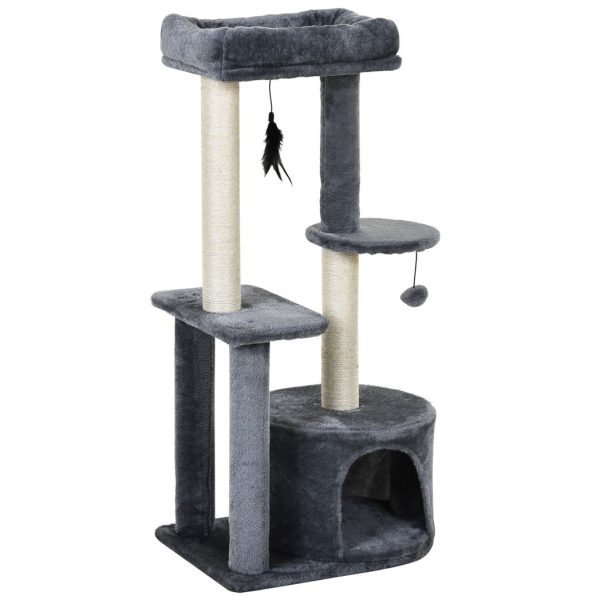 Cat Multi-Activity Tree Tower w/ Perch House Scratching Post Play Ball Pawhut