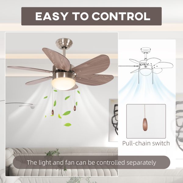 HOMCOM Mounting Reversible Ceiling Fan with Light, Pull-chain Switch, Brown - Image 8