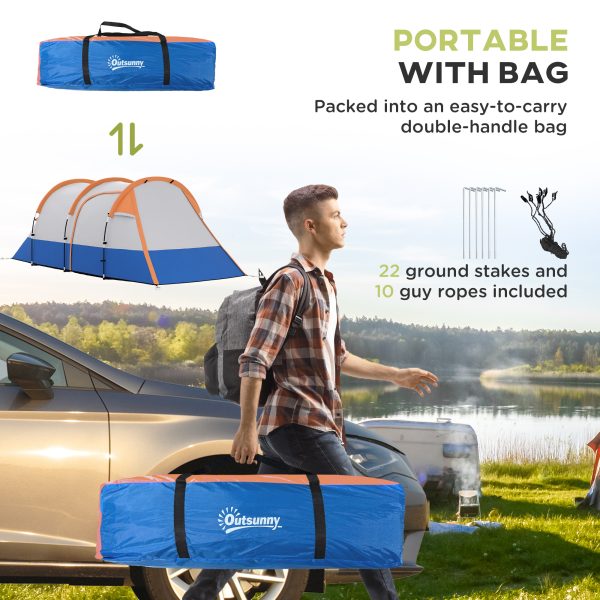 Outsunny 2-3 Man Camping Tunnel Tent with Bedroom and Living Room - Image 7