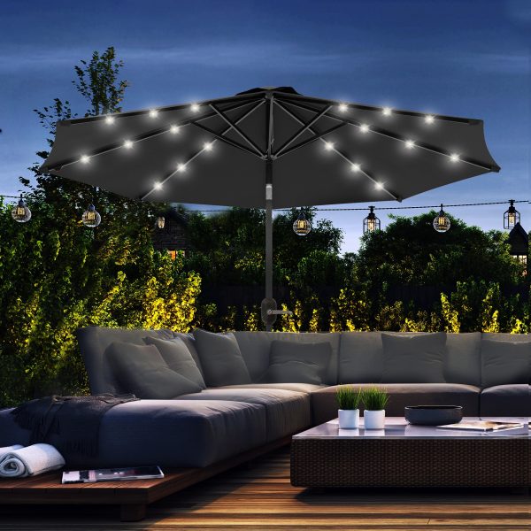 Outsunny 24 LED Solar Powered Parasol Umbrella Garden Tilt Outdoor String Light - Image 2