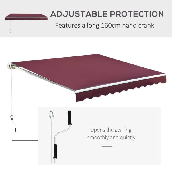 Manual Retractable Awning, 3x2.5 m-Red - Image 3