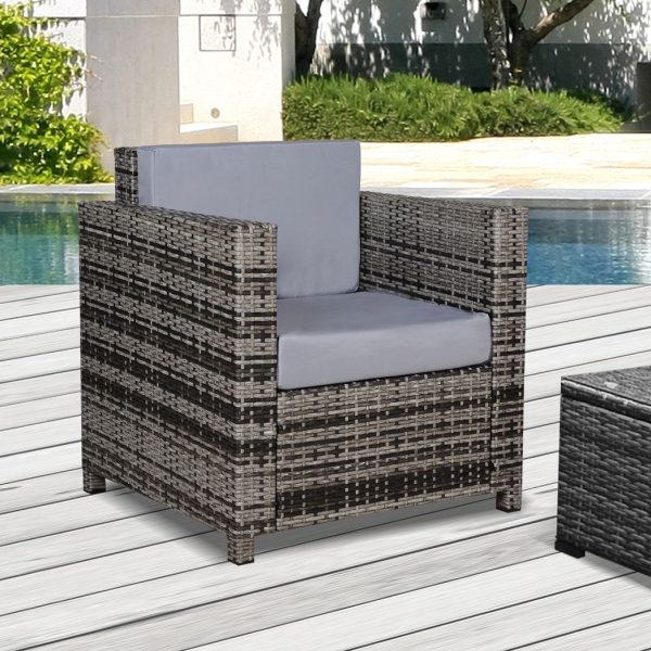 Rattan Outdoor Garden Single Sofa Armchair Grey - Image 2