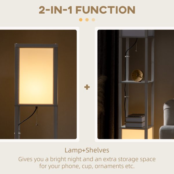 HOMCOM Shelf Floor Lamp with Dual Light, for Living Room, Bedroom, White - Image 5