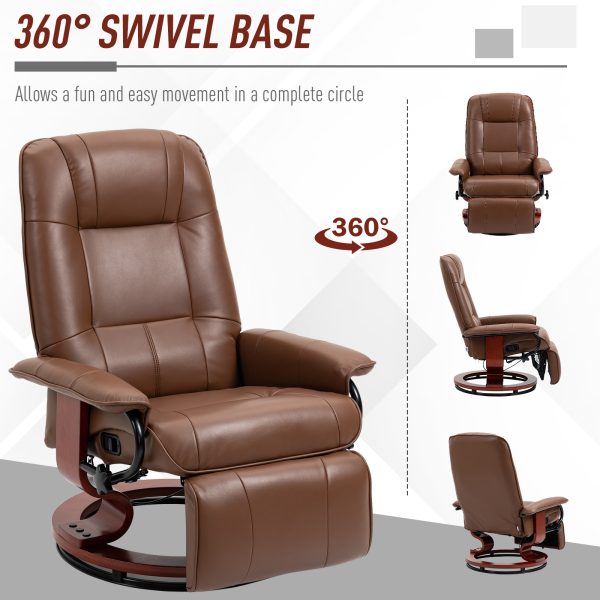 HOMCOM Ergonomic Office Recliner Sofa Chair PU Leather Armchair Lounger Brown - Image 5