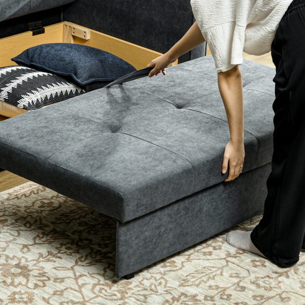 HOMCOM 2 Seater Sofa Bed Convertible Bed Settee with 2 Cushions Storage - Image 8