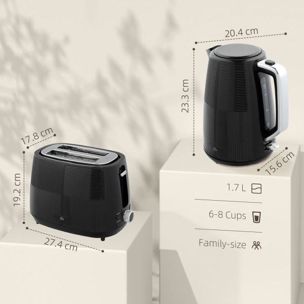 HOMCOM 1.7L Fast Boil Electric Kettle and 2 Slice Water Toaster Set - Image 5