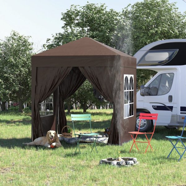 Pop Up Gazebo Canopy, size (2 x 2m)- Coffee - Image 2