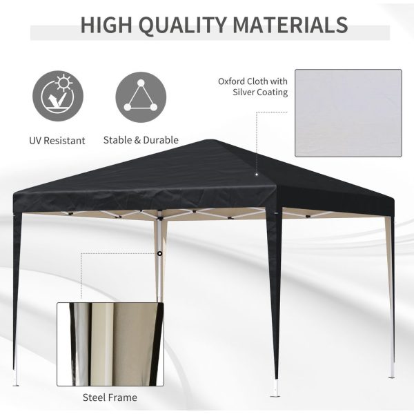 3 x 3m Garden Pop Up Gazebo Marquee Party Tent Wedding Canopy Black - Image 3
