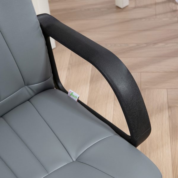 HOMCOM PU Leather Office Chair Swivel Home Mid-Back Computer Desk Chair, Grey - Image 7