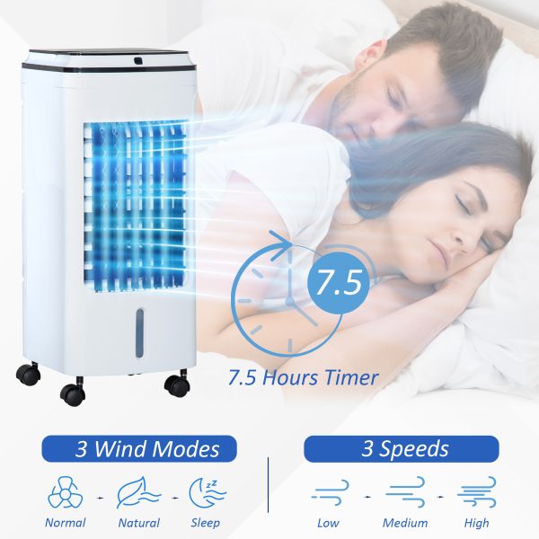 HOMCOM 3-in-1 Portable Air Cooler with 4L Water Tank 7.5H Timer, Remote White - Image 4