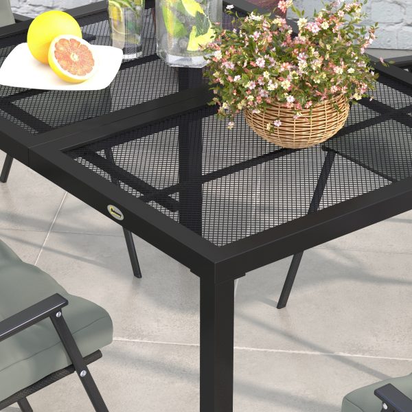 Outsunny Garden Table with Metal Wire Top and Steel Frame, for Patio, Balcony - Image 7