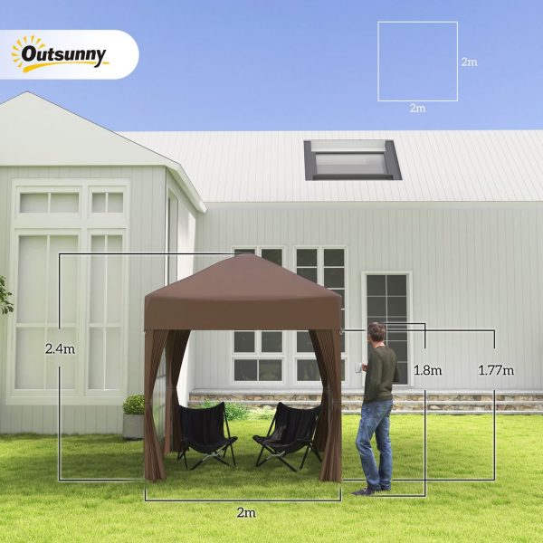 Pop Up Gazebo Canopy, size (2 x 2m)- Coffee - Image 5