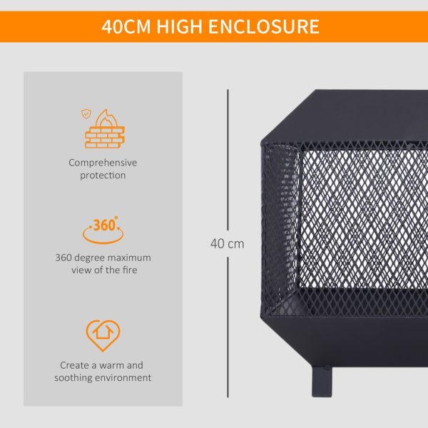 Outsunny Fire Pit, Square Shape, Steel-Black - Image 4