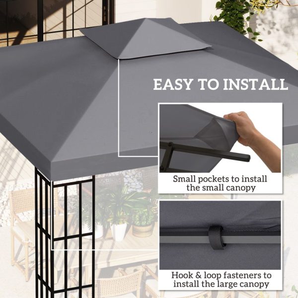 3 x 3(m) Gazebo Canopy Roof Top Replacement Cover Deep Grey (TOP ONLY) - Image 4