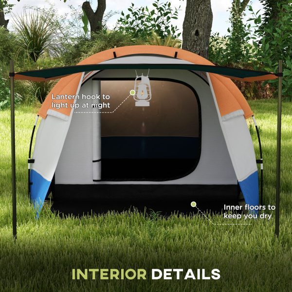 Outsunny 2-3 Man Camping Tunnel Tent with Bedroom and Living Room - Image 6
