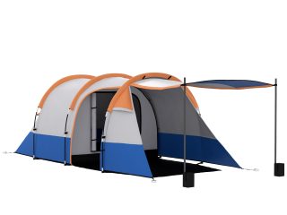 Outsunny 2-3 Man Camping Tunnel Tent with Bedroom and Living Room