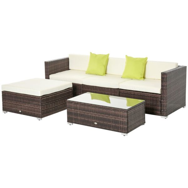 5 PCS Rattan Sofa Set-Brown