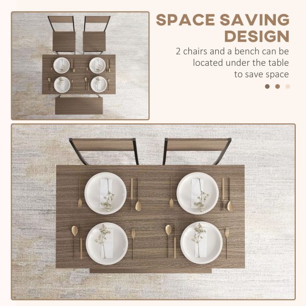HOMCOM Dining Table and Chairs Set of 4 with 2 Chairs Bench for Kitchen Grey - Image 4