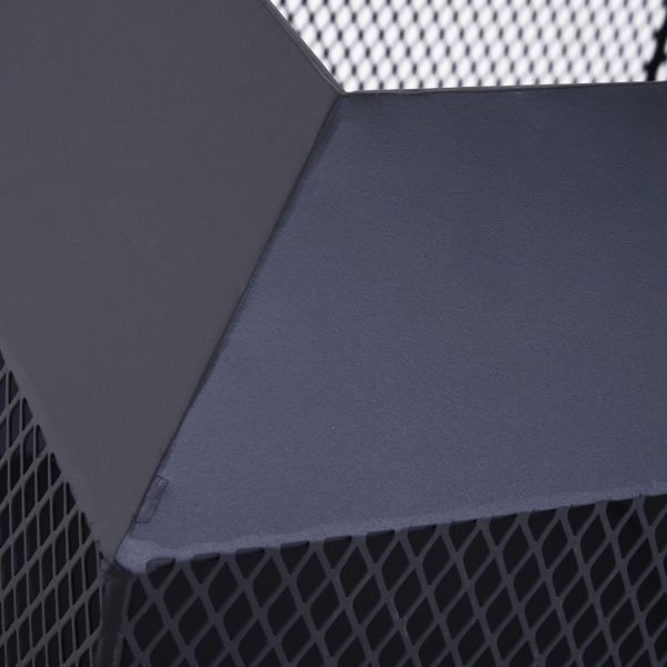 Outsunny Fire Pit, Square Shape, Steel-Black - Image 8