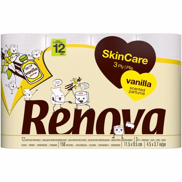 Renova Skincare 60 Toilet Rolls - Soft 3 Ply Quilted Vanilla Scent Tissues - Image 2