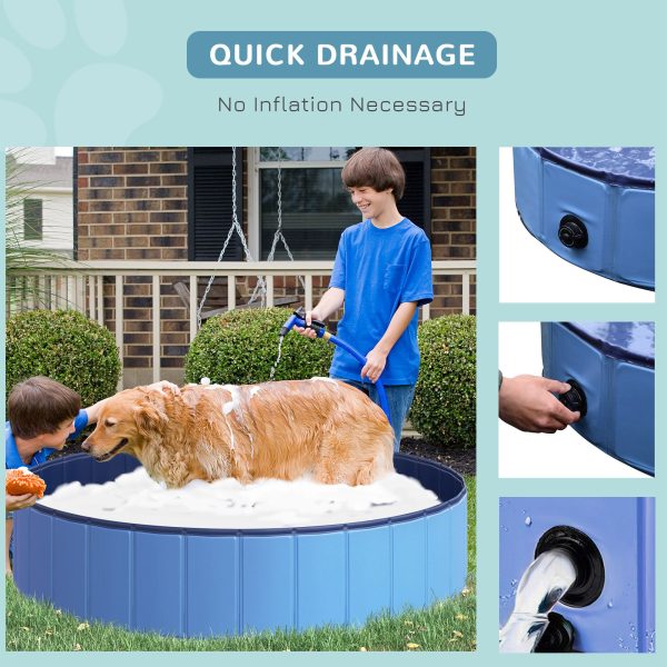 Pet Cat Dog Swimming Pool Indoor Outdoor Bathing Foldable Inflate 140cm Pawhut - Image 4