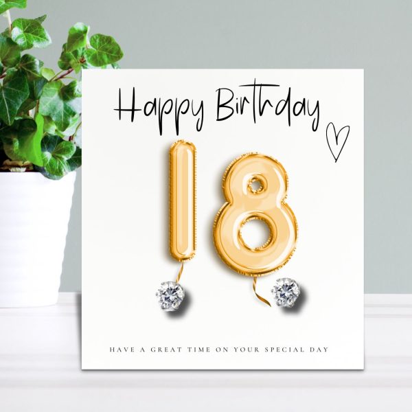 18th Birthday Cubic Zirconia Silver Earrings & Gold Balloons Mini Gift Hamper - Image 2