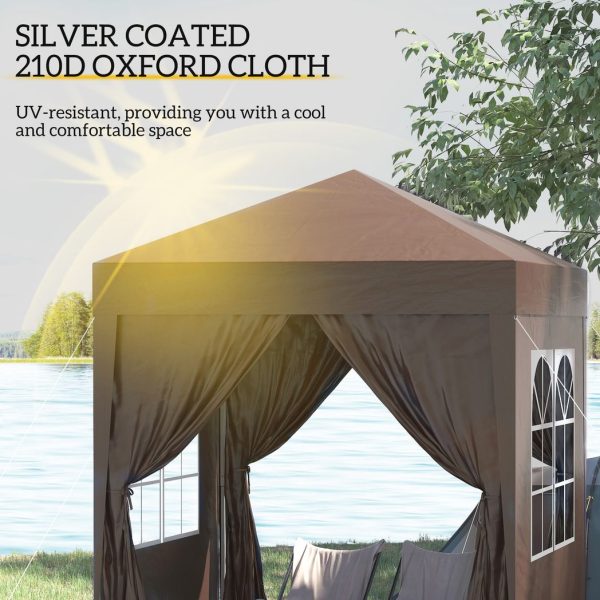 Pop Up Gazebo Canopy, size (2 x 2m)- Coffee - Image 4