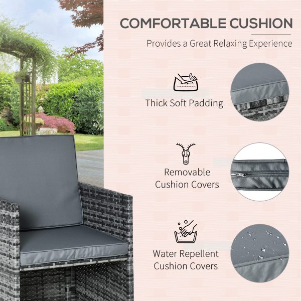 9PC Rattan Garden Furniture Set 8 Wicker Dining Chairs Footrest Table - Grey - Image 6