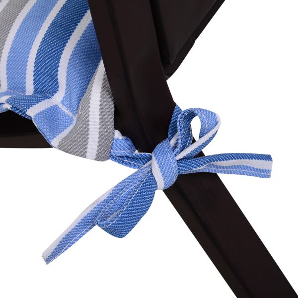 2 PCS Patio Bench Swing Chairs Garden Chairs Double Seat Cushion Mat Strips Blue - Image 7