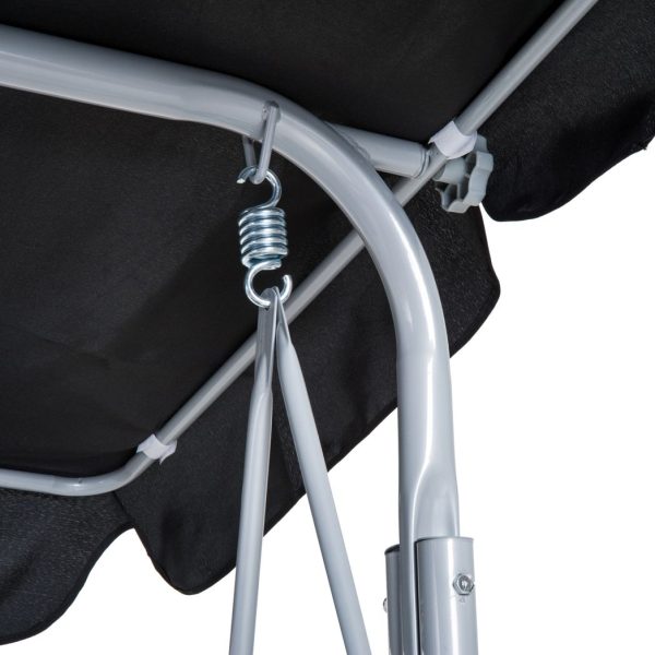 Outdoor 3-Seater Swing Chair-Black - Image 7