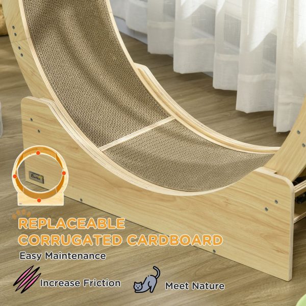 PawHut Cat Wheel with Brake, Scratching Pads for Health, Oak - Image 7